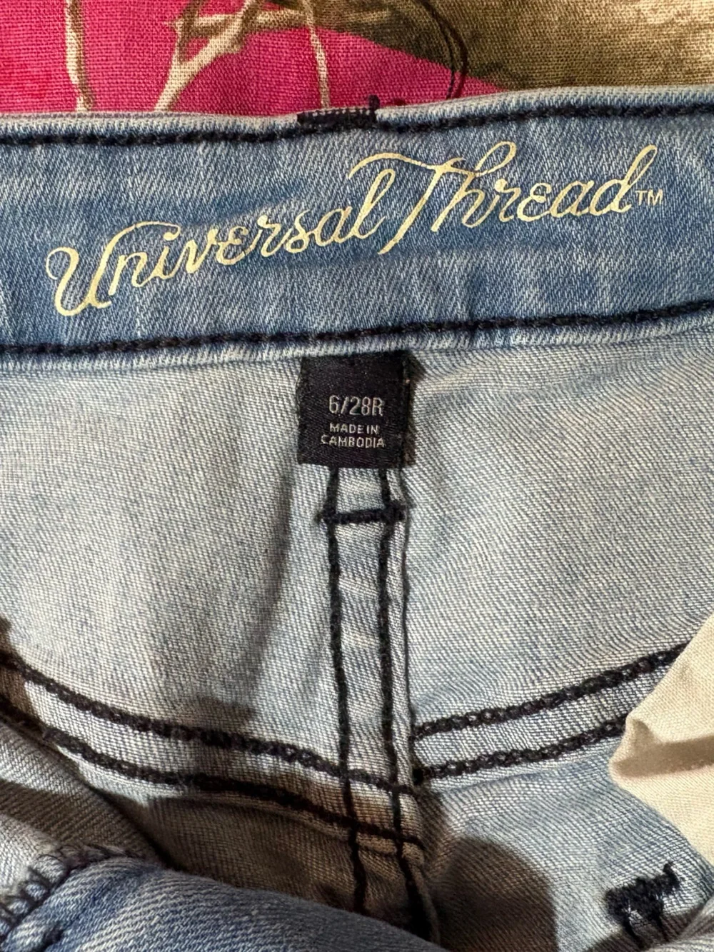 Universal Thread Light Wash Women's Jeans with Red Floral Embroidery